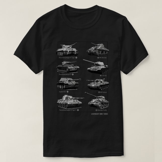 M4 Sherman T34 Tiger I Firefly Phanter T-Shirt (Design vorne)