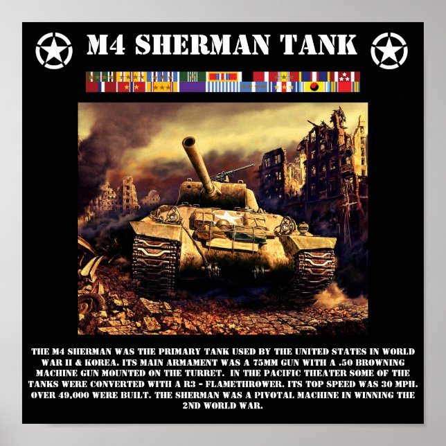 M4 Sherman Tank Print Poster (Vorne)