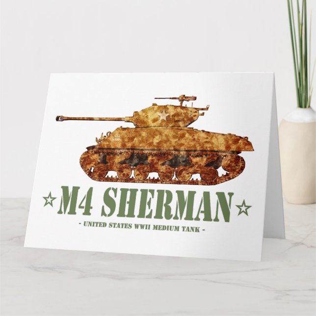 M4 Sherman Weltkrieg Zweiter Amerikanischer Mittel Dankeskarte (Vorderseite)