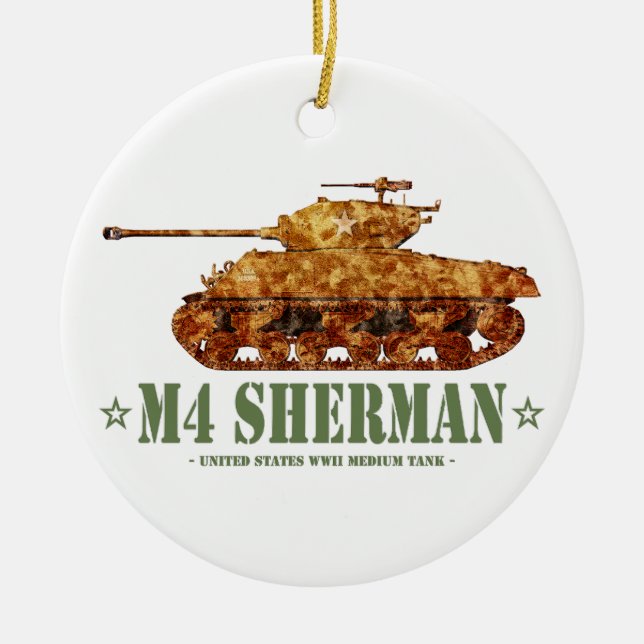 M4 Sherman Weltkrieg Zweiter Amerikanischer Mittel Keramik Ornament (Vorne)