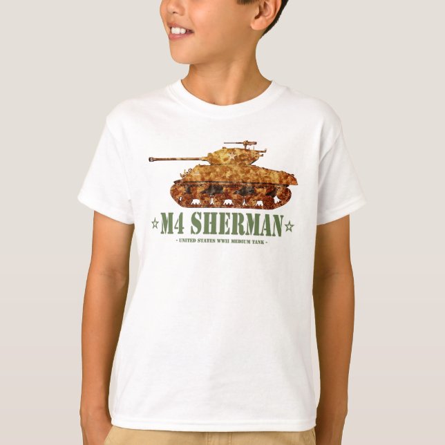 M4 Sherman Weltkrieg Zweiter Amerikanischer Mittel T-Shirt (Vorderseite)
