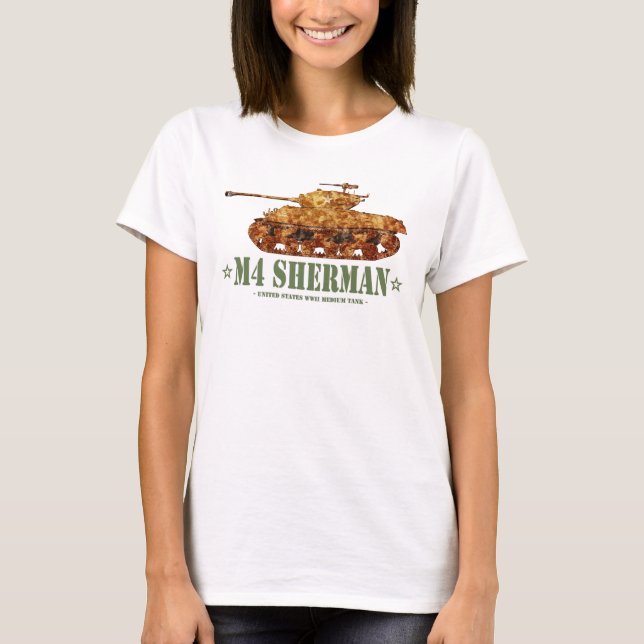 M4 Sherman Weltkrieg Zweiter Amerikanischer Mittel T-Shirt (Vorderseite)