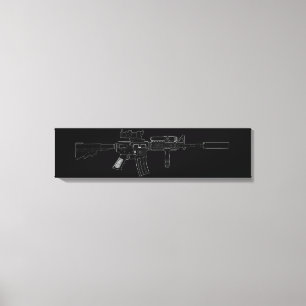 M4 SOPMOD Schwarzes Leinwanddruck