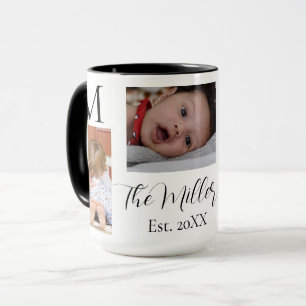 M9odern onogram Family Foto Collage Personalisiert Tasse