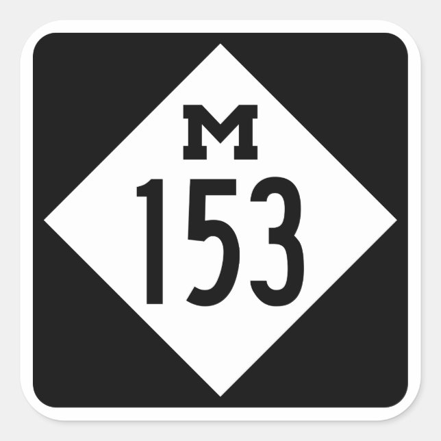 M-153 Ford Road Michigan Hwy Sign Square Sticker (Vorderseite)
