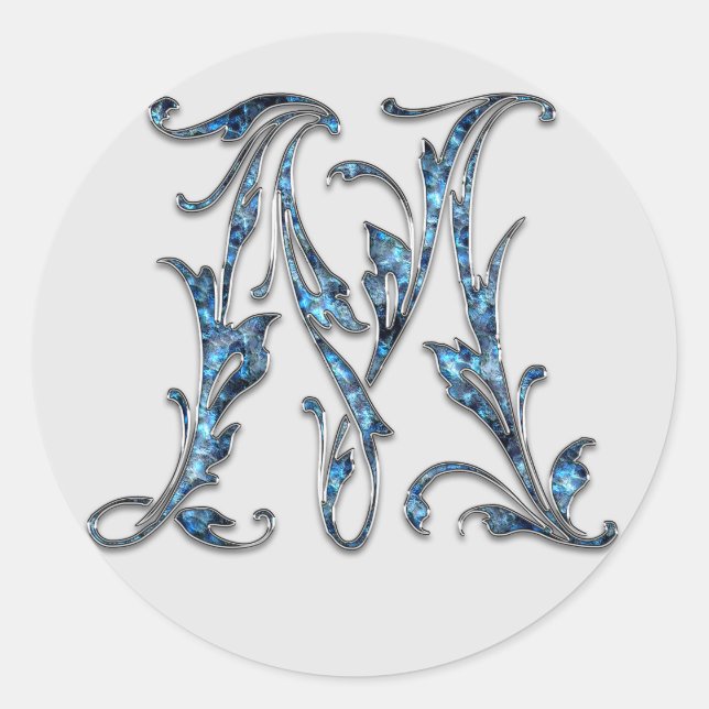 M-Aufkleber für Monogramm Runder Aufkleber (Vorderseite)