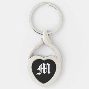"M" Black Heart Keychain Schlüsselanhänger
