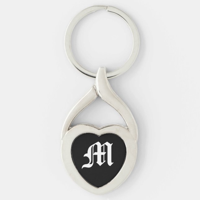 "M" Black Heart Keychain Schlüsselanhänger (Vorderseite)