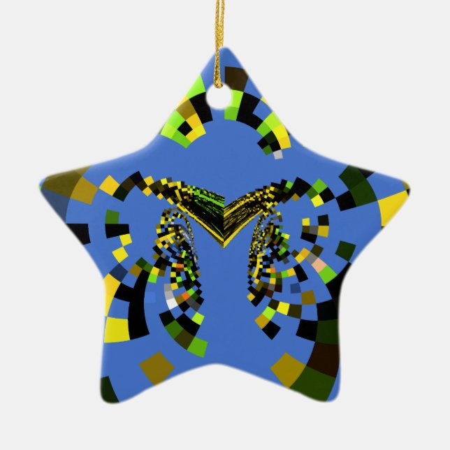 M Blau Keramik Ornament (Vorne)