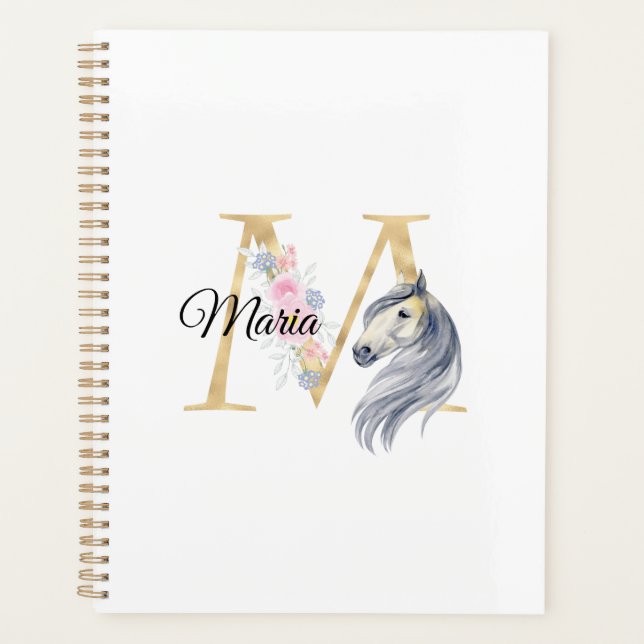 M Buchstabe personalisierter Name Monogramm mit Pf Planer (Vorderseite)