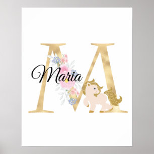 M Buchstabe personalisierter Name Monogramm mit Po Poster