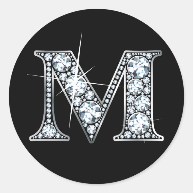 "M" Diamant Bling Sticker (Vorderseite)
