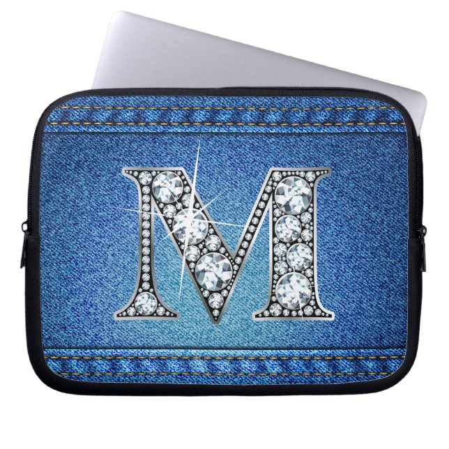 M "Diamond" Denim Stitching Electronics Bag Laptopschutzhülle (Vorderseite)