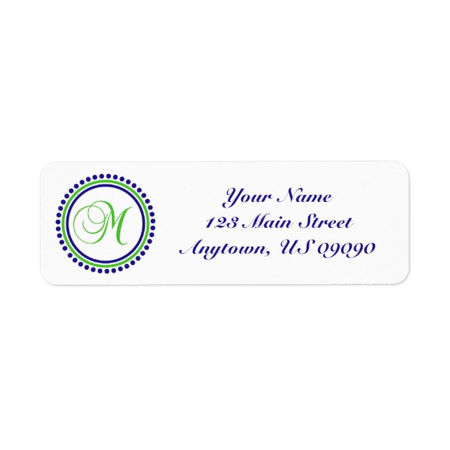 M Dot Circle Mongram Address Label (grün / blau) (Vorne)