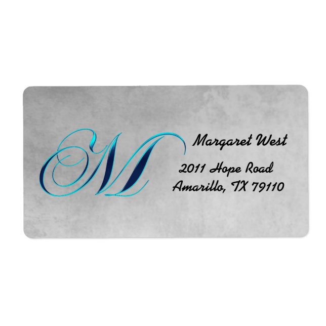 M Elegantes Monogramm-Adressetikett (Vorne)