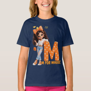 M für Magisches Mädchen - Buchstabe M Orange Polka T-Shirt