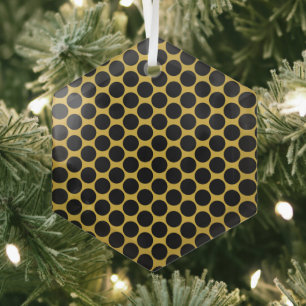 M Gold Desk Mat mit modernem Black Dot Style Hexag Ornament Aus Glas