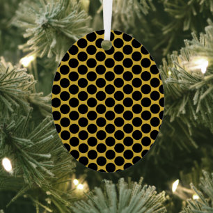 M Gold Desk Mat mit modernem Black Dot Style Oval Ornament Aus Metall