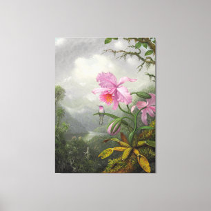 M. HEADE - Hummingbird Auf der Orchid-Pflanze Leinwanddruck