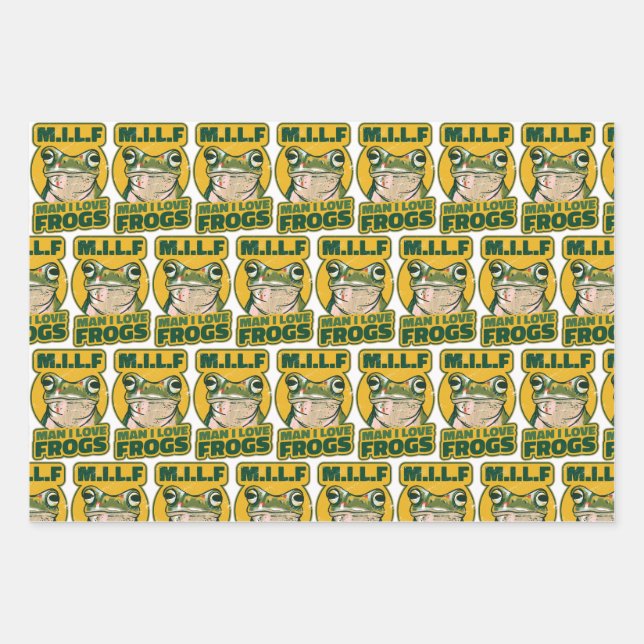 M.I.L.F Mann I Liebe Frösche Wrapping Paper, Frosc Geschenkpapier Set (Vorderseite)