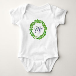 M Initial Boho Green Foliage Kreath Niedlich Hübsc Baby Strampler