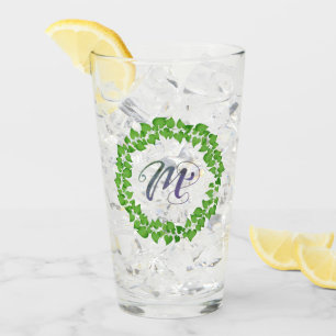 M Initial Boho Green Foliage Kreath Niedlich Hübsc Glas
