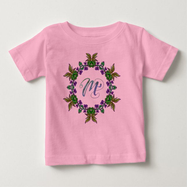 M Initial Unique Fun Niedlich Boho Blume Hübsch Gi Baby T-shirt (Vorderseite)