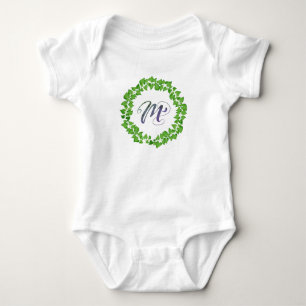 M Initialer Boho-Grünlaubkranz Cute Pretty Baby Strampler