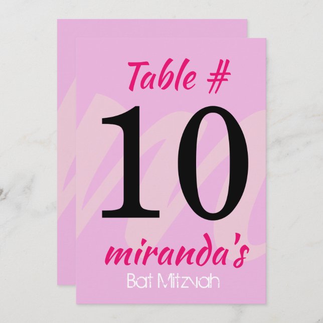M INITIALS Bat Mitzvah Party Table Platzkarte (Vorne/Hinten)