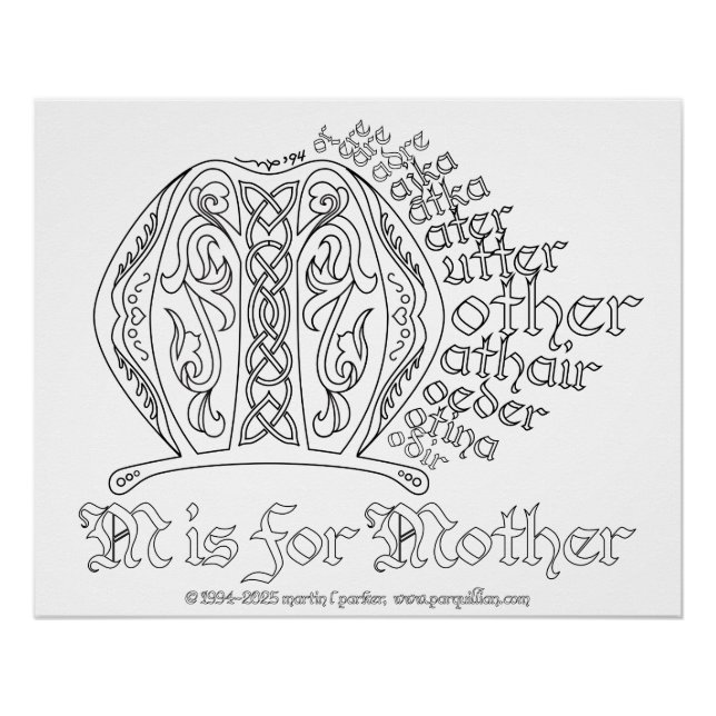 "M is for Mother" - farbiges Poster (Vorderseite)