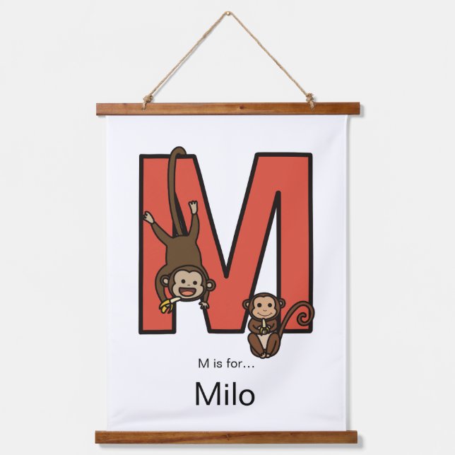 M ist für.. personalisiert wandteppich mit holzrahmen (Vorderseite)
