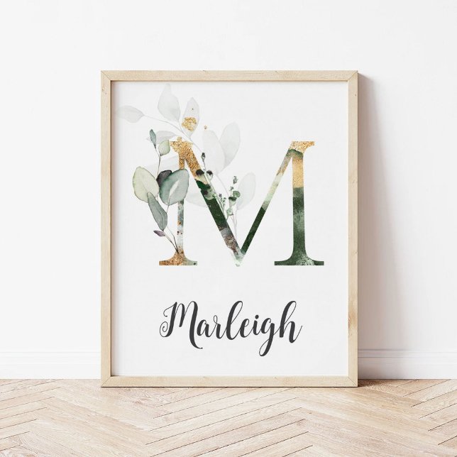 M Letter Monogram Greenerity Kinderzimmer Name Wal Poster (Von Creator hochgeladen)