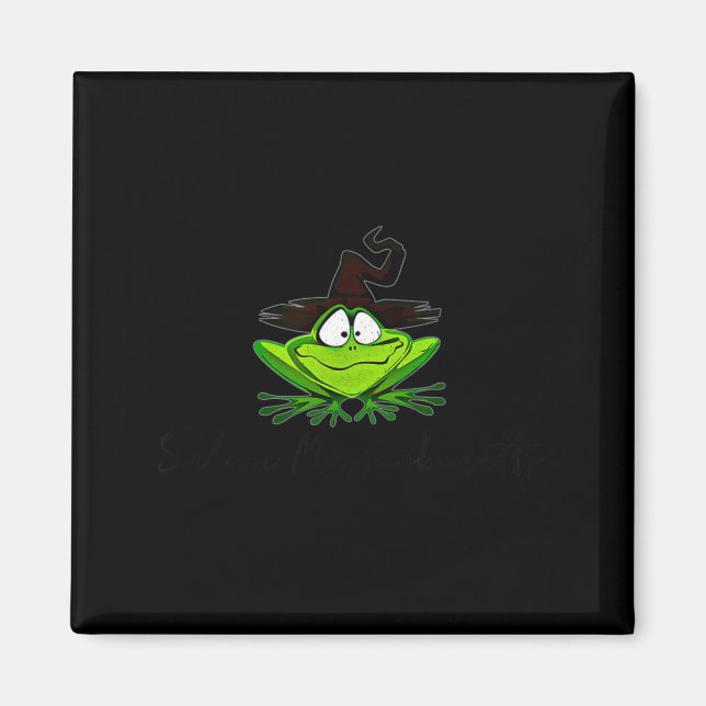 M Machusetts Whimsy Frog Witches Hat Halloween Wit Magnet (Vorne)