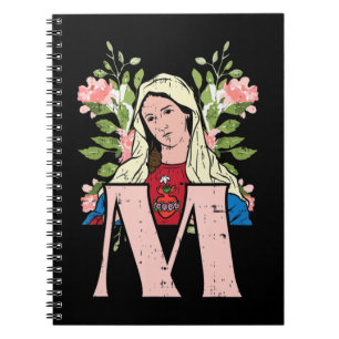 M Mary Jungfrau Heiliges Herz Jesus Religiöse Cath Notizblock