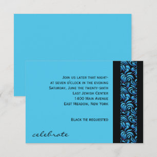 M Mem Hebrew Collection Bat Mitzvah Party Card Einladung