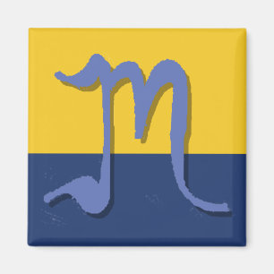 M (Mittelblau) Monogramm-Magnet Magnet