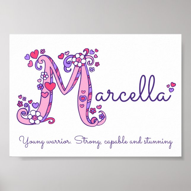 M monogram art Marcella girls name meint poster (Vorne)
