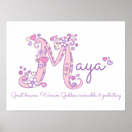 M monogram art Maya girls name meint poster