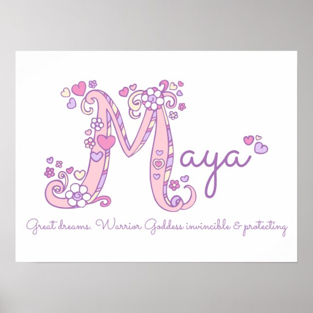 M monogram art Maya girls name meint poster (Vorne)