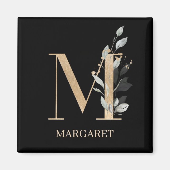 M Monogram Floral Personalisiert Magnet (Vorne)
