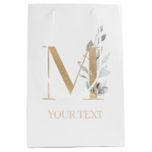 M Monogram Floral Personalisiert Medium Geschenkbe