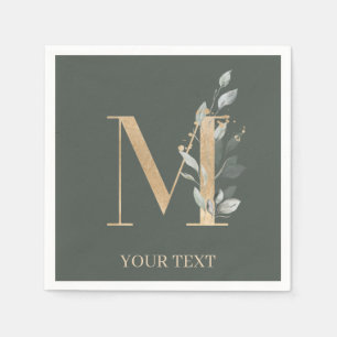M Monogram Floral Personalisiert Napkins Serviette