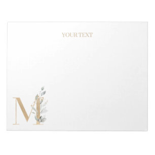 M Monogram Floral Personalisiert Notepad Notizblock