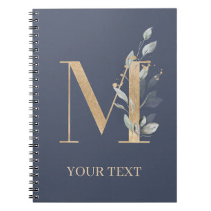 M Monogram Floral Personalisiertes Notebook Notizblock