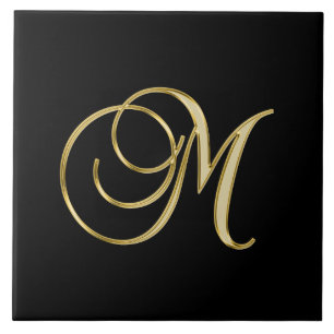 M Monogram Gold Script Fliese