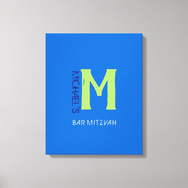 M Monogram, Initial Bar Bat Mitzvah Sign-In Board Leinwanddruck (Vorderseite)