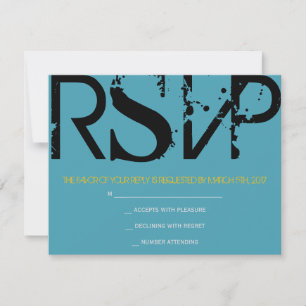M Monogram Initials Bar Bat Mitzvah Reply Card RSVP Karte