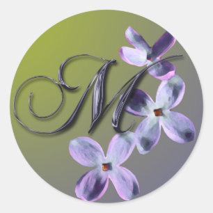 M Monogram Lilac Umschlag Aufkleber Sticker