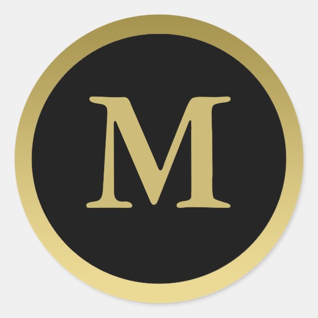 M: Monogram M Elegant Gold and Black Stickers (Vorderseite)