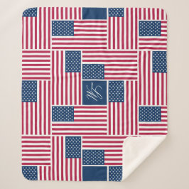 M Monogram Patrioten-Amerikanische Flagge American Sherpadecke